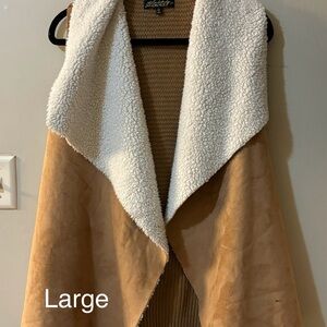 Tan and White Sherpa Vest - Large